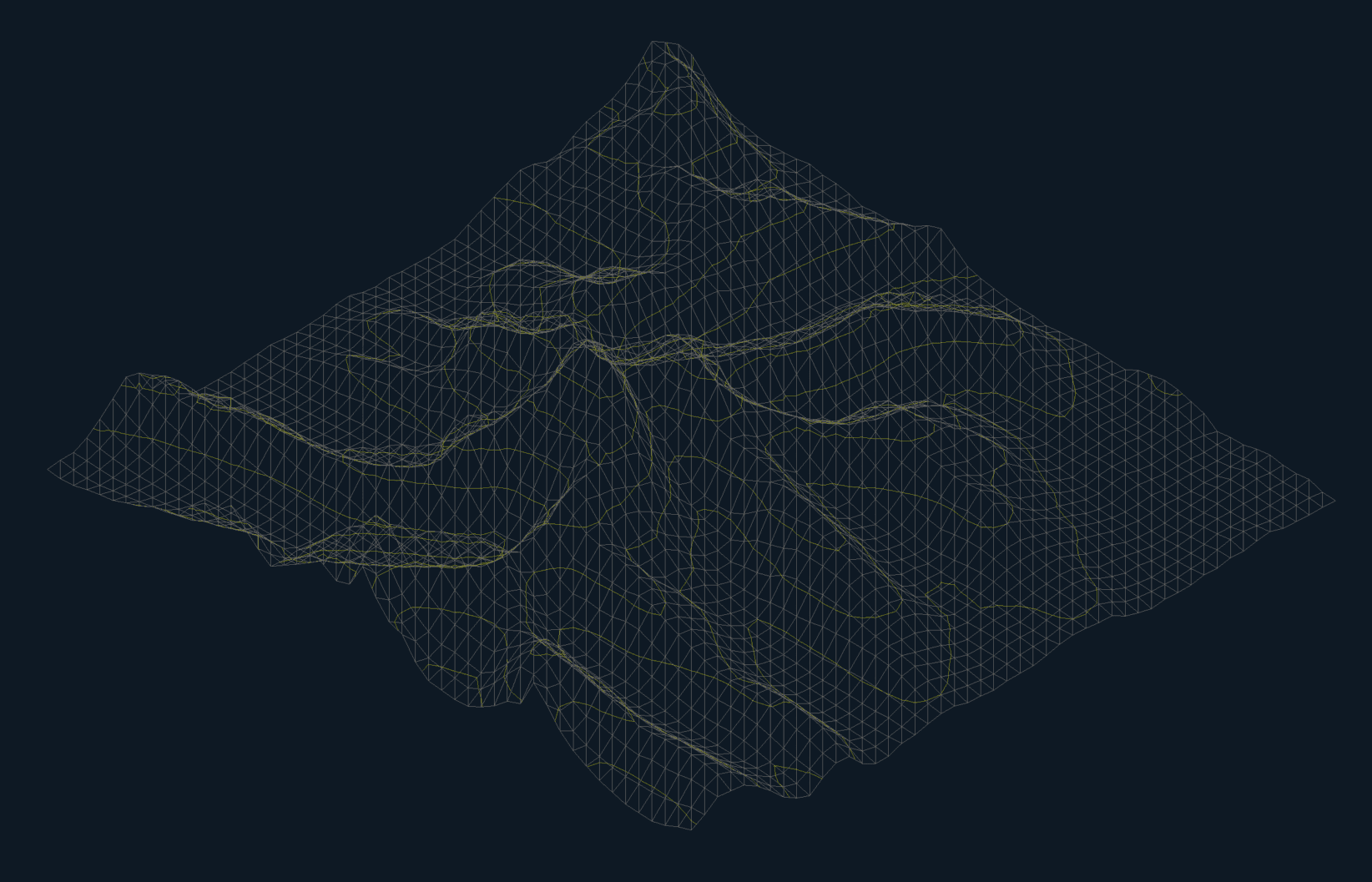A terrain mesh generated in AutoCAD with Rhino.Inside